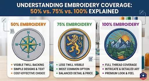 50% vs. 75% vs. 100% Embroidery Coverage Explained