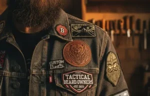 beard-owners-club-member-wearing-tactical-custom-patches-jacket-showing-off-association-club