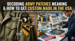 Army patches meaning on US military uniform.