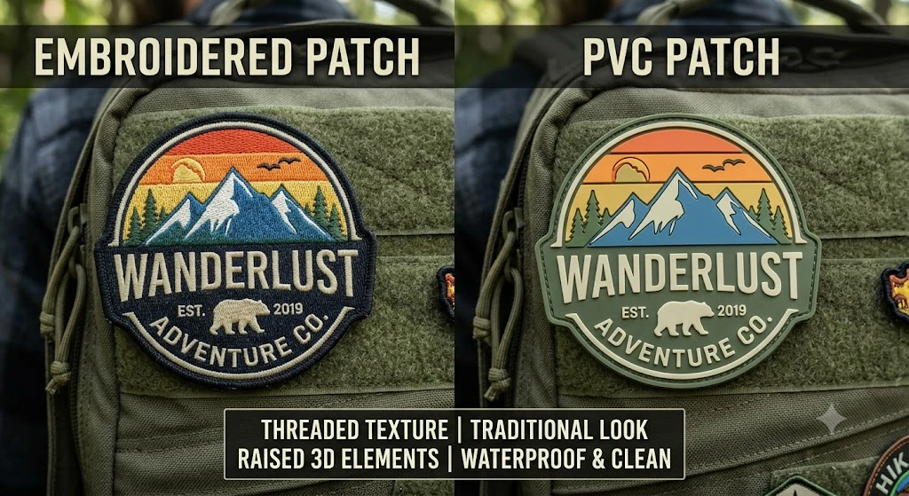 PVC and embroidered Velcro patches for backpacks