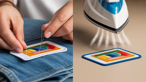 comparison of iron on patches and sew on patches.