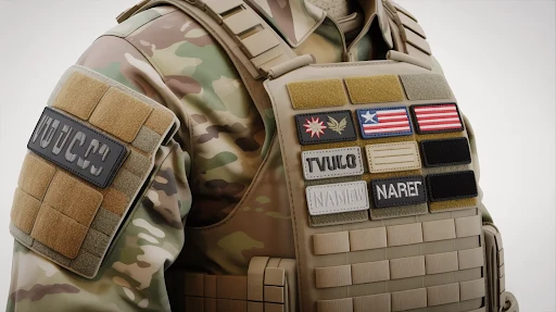 velcro patches attached to a military vest.