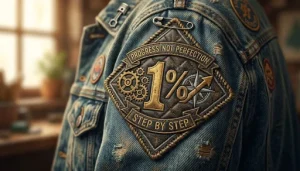 The 1% biker patch attached to a biker’s jacket.